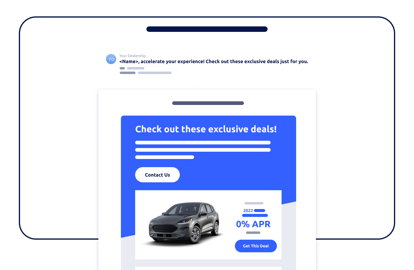 Sample of an email for a dealership email marketing strategy formatted for desktop viewing 